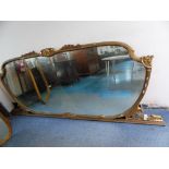 WIDE GILT FRAMED OVER MANTLE MIRROR