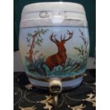 LARGE STAG DECORATED WEDGWOOD 'GIN' BARREL WITH TA