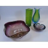 X 4 PIECES OF GLASS INCLUDING MURANO