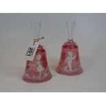 X 2 MARY GREGORY CRANBERRY GLASS BELLS