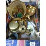 COLLECTION OF BRASS PLATE WARE AND CUTLERY