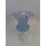 VICTORIAN LILAC GLASS VASE ON PEDESTAL