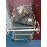 GLASS/METAL TEA - TROLLEY + METAL BRACKETS