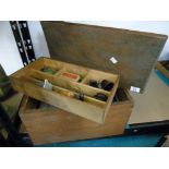 WOODEN TOOL BOX AND CONTENTS