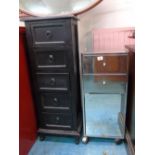 GLASS/CHROME DRAWER UNIT + WOODEN 5 DRAWER UNIT