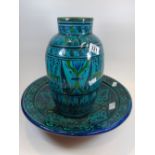 LARGE TURQUOISE VASE & BOWL