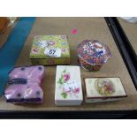 X 5 DECORATIVE CHINA PILL BOXES