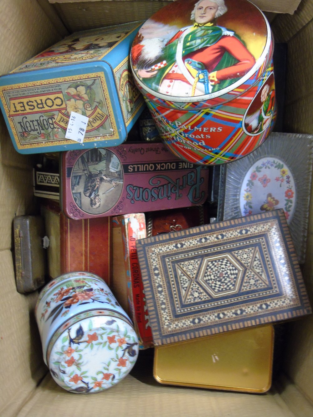 BOX OF VINTAGE TINS AND BOXES