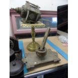 4 X BRASS ITEMS INCLUDING LAMP