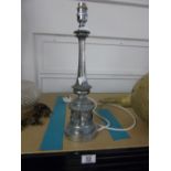 SILVER METAL COLUMN LAMP