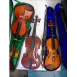 3 X VIOLINS 2 BOXED