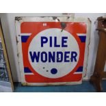 PILE WONDER FRENCH ENAMEL SIGN