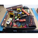 BOX OF TRAIN AND TOY VEHICLES