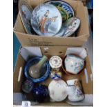 2 BOXES OF CHINA INCLUDING ORIENTAL PLATES