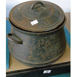 VINTAGE FRENCH IRON LIDDED POT STAMPED 16