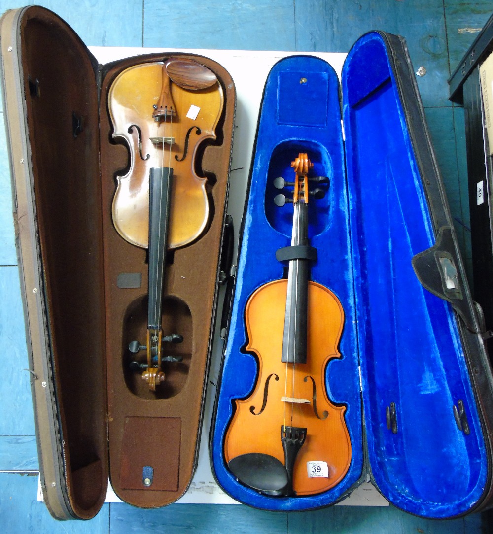 2 X VIOLINS IN CASES