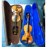 2 X VIOLINS IN CASES