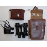 ROSS CASED BINOCULARS & CASED CORONET CAMERA