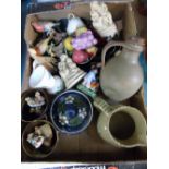 BOX OF MIXED ITEMS INCLUDING MOTHER IN PEARL TRAYS