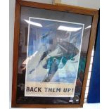 'BACK THEM UP' FRAMED POSTER. RAF HURRICANE