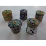 5 X CLOISONNE POTS