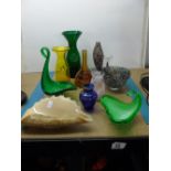 COLLECTION OF COLOURED GLASS INCLUDING MURANO