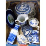 VINTAGE BLUE AND WHITE CHINA INCLUDING WILLOW PATTERN