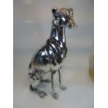 LARGE SILVERED FIGURE OF A GREYHOUND