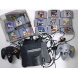 NINTENDO 64 WITH CONTROLLERS AND 22 GAMES