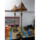 PAIR OF METAL COLUMN LAMPS