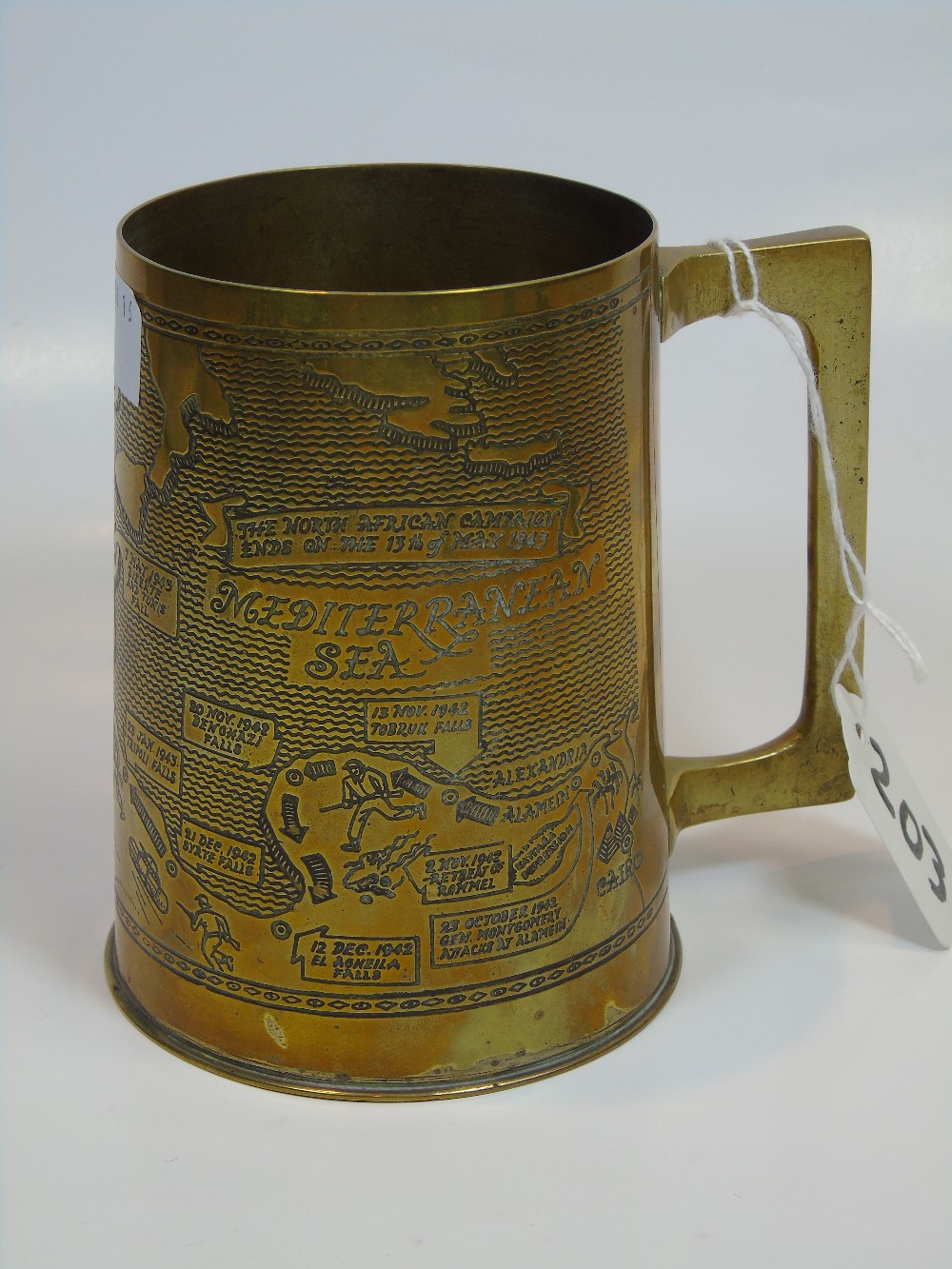 TANKARD BY GRANGER,MADE IN EGYPT WITH BRASS FROM THE BATTLEFIELDS OF NORTH AFRICA - Image 3 of 3