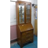 OAK BUREAU WITH DISPLAY UNIT