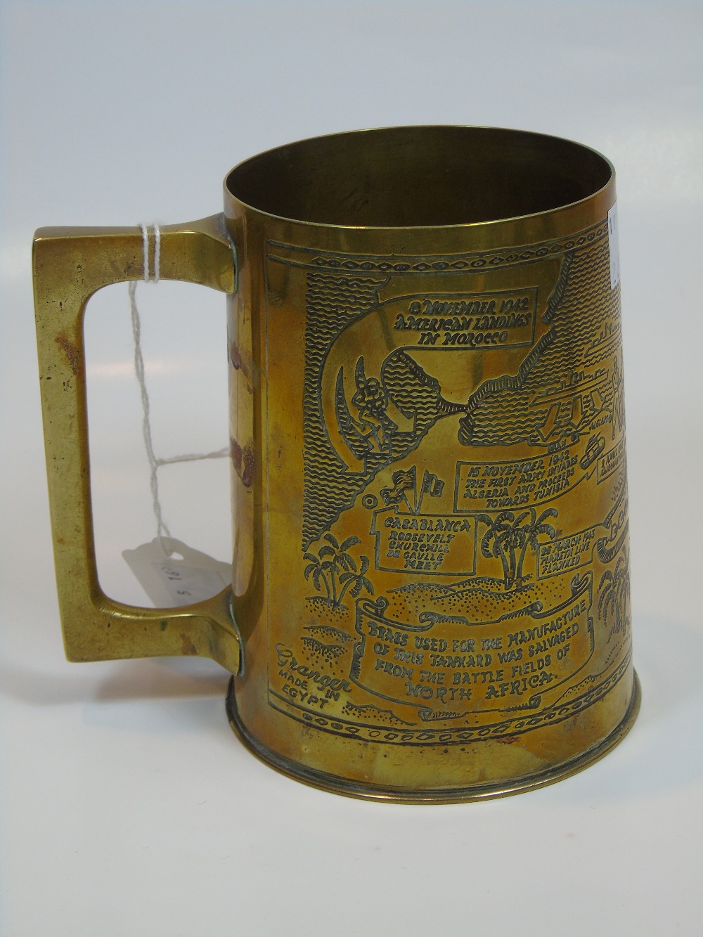 TANKARD BY GRANGER,MADE IN EGYPT WITH BRASS FROM THE BATTLEFIELDS OF NORTH AFRICA - Image 2 of 3