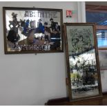 2 GLASS ADVERTISING MIRRORS