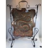 ARTS & CRAFTS COPPER FIRE SCREEN WITH SERPENT MOTI