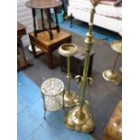 BRASS ITEMS INCLUDING 2 TIER TABLE
