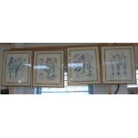 4 X FRAMED & GLAZED BOTANICAL PRINTS