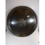 LARGE COPPER TRAY/TABLETOP WITH GALLEON MOTIF