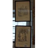 2 DRAWINGS 1940s, M R SCHAUFFLER