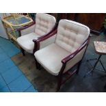 PAIR OF PINK UPHOLSTERED CHAIRS