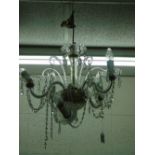 5 ARM GLASS HANGING CHANDELIER