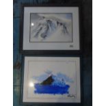 PAINTING OF A MOUNTAIN TOP, SIGNED JEAN MCNEIL + 1 OTHER