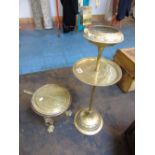 3 BRASS ITEMS INCLUDING 2 TIER STAND