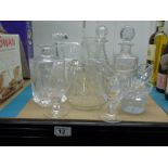 ASSORTED GLASS INCLUDING DECANTERS