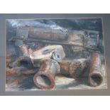 JOHNATHAN WALLER PAINTING, SIGNED & DATED 1986 'LOCOMOTION SECOND VERSION'