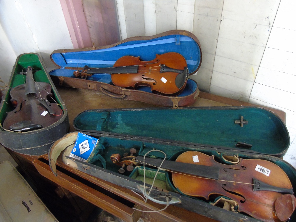 3 CASED VIOLINS