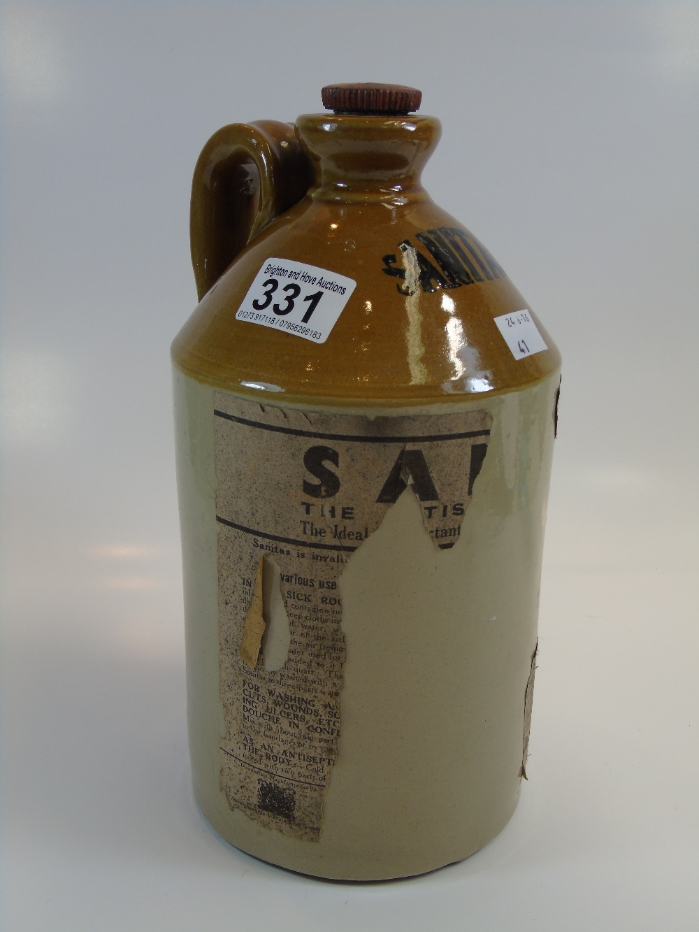 SANITAS STONE WARE ADVERTISING JUG - Image 2 of 2