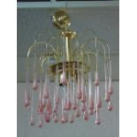 HANGING CEILING LIGHT WITH PINK DROPS