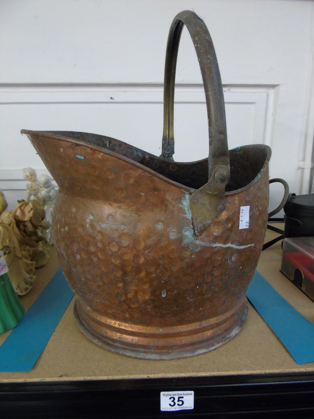 LARGE HELMET SHAPED COAL SCUTTLE