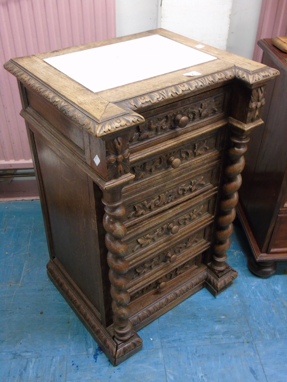 HEAVILY CARVED 6 DRAWER FRENCH CHEST